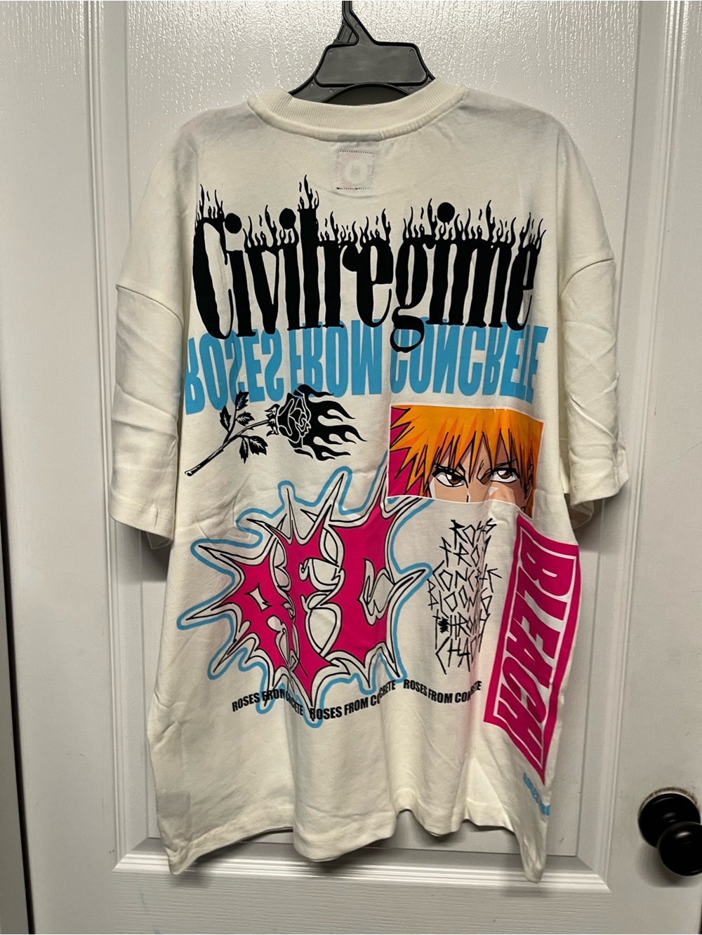 NEWCivil Regime X Bleach Ichigo Anime Graphic T-Shirt Men’s Med White Streetwear - Picture 7 of 8
